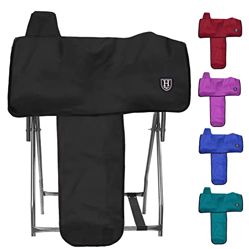 Harrison Howard Langanhaltender Westernsattelbezug, 6 elastische Gurte, 600 Denier, wasserdicht, Schwarz