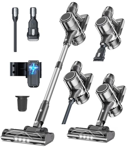 Akku Staubsauger Kabellos Akkustaubsauger Akkusauger - Kabelloser Stabstaubsauger Elektrische Sauger Kehrbesen mit Ladestation Cordless Vacuum Cleaner Für Tierhaare Teppich Beutellos Stielstaubsauger