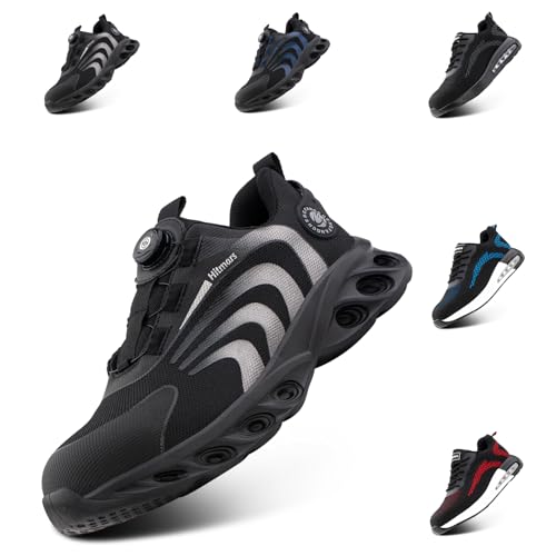 Hitmars Sicherheitsschuhe Herren Arbeitsschuhe Damen Stahlkappe S3 Leicht S1 Schutzschuhe Stahlkappenschuhe Arbeits Schuhe Sicherheitsschuhe Unisex Grau HS23 Gr.44
