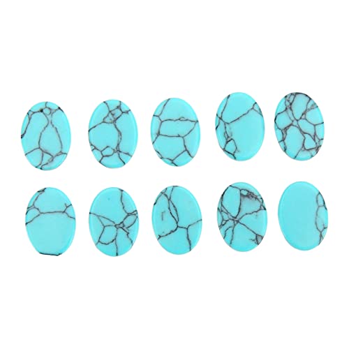 HOHXFYP 10 ST?CKe T¨¹rkisstein,Langlebiger Stein,Sch?ner T¨¹rkisstein,Ovaler,Gl?nzender T¨¹rkisstein mit Flacher R¨¹ckseite,Dekoration f¨¹r Ohrringe,Manschettenkn?pfe,Ringe(12mm-Blau)
