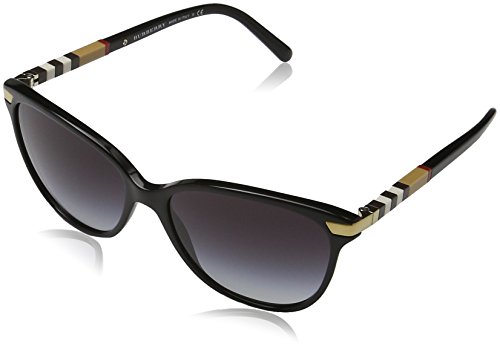 Burberry Unisex BE4216 Sonnenbrille, Schwarz (Gestell: schwarz, Gläser: grau-verlauf 30018G), Large (Herstellergröße: 57)