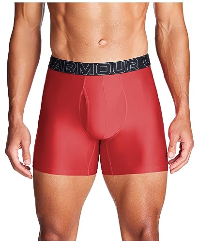 Under Armour Herren Performance Tech Boxerjock 15,2 cm Multipack, Red Heather Solid 3er-Pack, Large