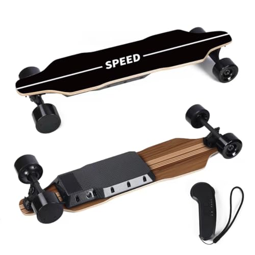 ExploTex Elektro Skateboard, Vierrädriges Longboard mit Zwei 450W Nabenmotoren, Wasserdichtes, Stoßabsorbierendes Skateboard, Maximale Belastung 100KG,