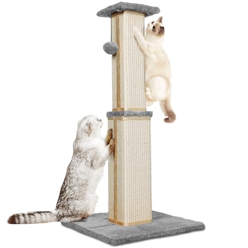 Eukue Kratzbaum Katzen Großer, Katzenkratzbaum 80 cm mit Katzenplattform Oben, Kratzbaum Sisalseil und Stabiler Bodenplatte, Großer Innenkratzbaum für Kätzchen und Erwachsene Katzen