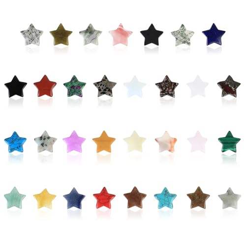 20 Stern Kristalle Set, Heilkristalle Edelsteine Set, Sterne Edelsteine, Natürliche Kristalle Halbedelsteine Kristallstein Chakra Steine Set, Steine Glückssteine für Reiki Meditation Dekorationen