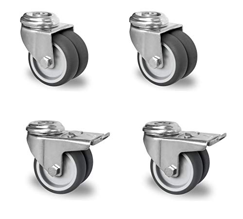 Cascoo Satz Apparate-Doppelrolle 75mm Rückenloch Gummi Feststeller