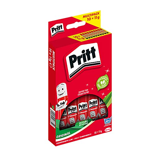 Pritt Klebestift, sicherer und kinderfreundlicher Kleber für Kunst und Bastelarbeiten, starker Klebstoff für Schule & Bürobedarf, 10x11g Pritt Stift