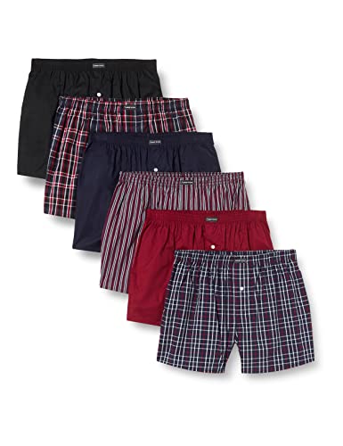 Lower East American Boxershorts Herren 6 Pack aus 100% Baumwolle I Unterwäsche Herren, Unterhosen für Männer XL Navy/Schwarz/Bordeaux