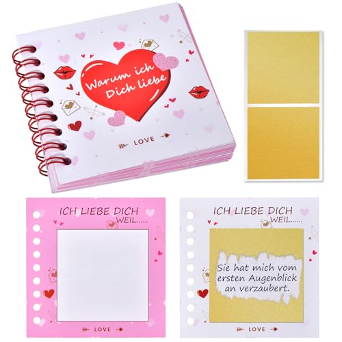 PENLOOP Ich Liebe Dich Rubbelkarten, Valentinstag Geschenke für Ihn Sie, Geschenke für Männer Frauen, Jahrestag Geschenk für Ihn Sie, Valentinstag Karte Liebe Geschenk, Rubbellose Selber Machen