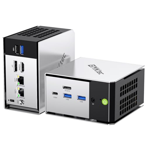 GMKtec Mini PC, M8 Desktop Computer AMD Ryzen 5 PRO 6650H (6C/12T 4,50 GHz), Dual 2.5GbE LAN, 16GB LPDDR5 RAM + 1TB PCIe SSD, Oculink, USB4, HDMI, USB-C
