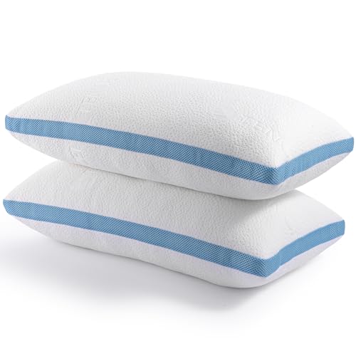 Hiimgo Kopfkissen 40x80 cm (2er Pack), Höhenverstellbares Schlafkissen, Memory Foam Kissen, waschbares Bettkissen, Beddingkissen mit anpassbarer Füllung, mit Reißverschluss