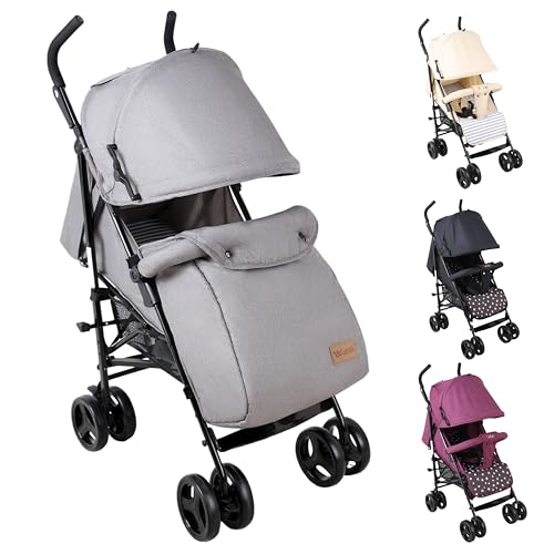 YALION Kinderwagen Buggy Reisebuggy Klein Zusammenklappbar- 5 Liegepositionen, Beinwärmer, Einkaufskorb, Sonnenverdeck, 360° Räder, Kinderbuggy bis 15KG-Grey A2