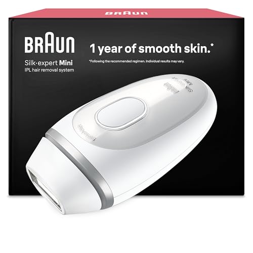Braun IPL Silk·expert Mini – IPL Geräte Haarentfernung für Frauen, Dauerhafte und Schmerzfreie Haarentfernung – Kompakte Größe für unterwegs – Einfach, sicher und effizient – PL1100, Weiß, Silber
