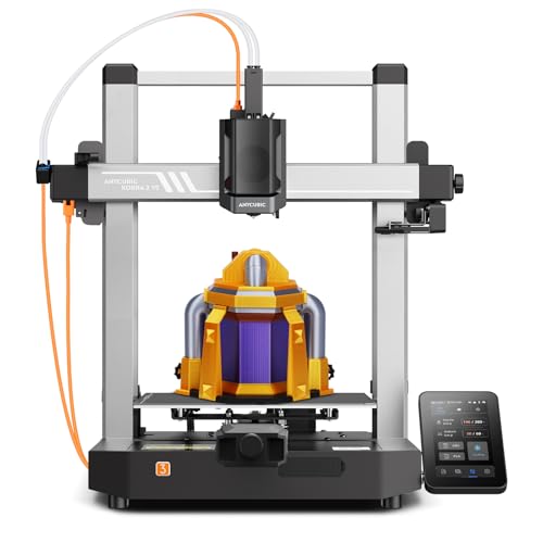 Anycubic Kobra 3 V2 3D Drucker, 600 mm/s Hohe Geschwindigkeit, Verbesserte LeviQ 3.0 Auto-Nivellierung, Intelligentes Drucken mit Kamera, Mehrfarbendruck über ACE Pro, Größe 255 x 255 x 260 mm