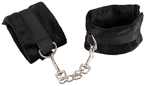 ORION Plüsch-Fesseln - gepolsterte Hand-Schellen für Frauen und Männer, für erotische Fessel-Spiele, zum schnellen Befreien, hautfreundlich, schwarz