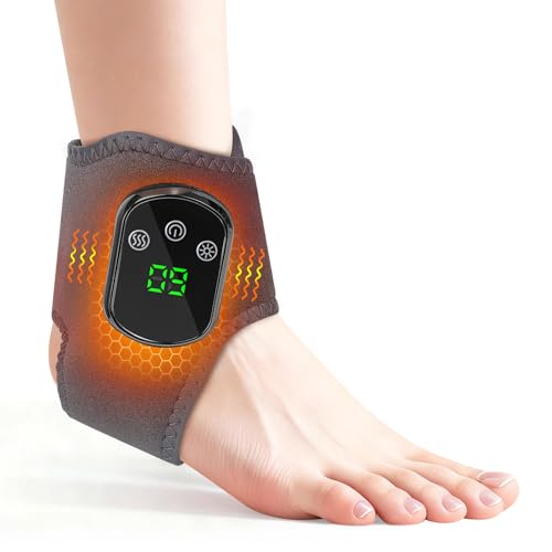 Gkstly Beheizte Fußmassagegeräte Kabelloses Fußmassagegerät Elektrisch mit 5 Wärmestufen und 3 Vibrationsstufen Zeitlich Abgestimmt Wiederaufladbares Heizkissen für Fuß, Knöchel, Wade