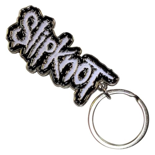 Rock Off officially licensed products Slipknot Weiß Logo Schwarz Border Band Logo Schlüsselring Keychain One Size