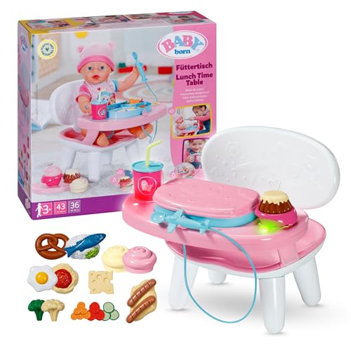 BABY born Füttertisch mit Licht- und Soundfunktion, mit über 10 verschiedenen Gerichten und Getränken für 43 cm Puppen, 840634 Zapf Creation