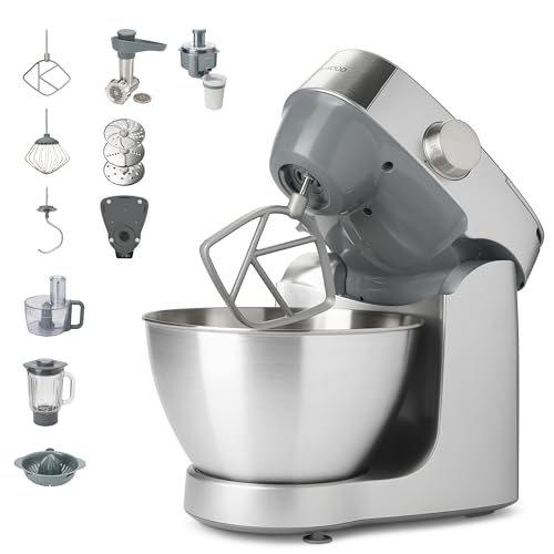 Kenwood Prospero+ KHC29A.R0SI Küchenmaschine, 4,3 L Edelstahlschüssel, inkl. 10-teiligem Zubehör-Set mit Fleischwolf, Glas-Mixer, Zitruspresse, Entsafter und mehr, inkl. EasyWeigh Waage, 1000W, Silber