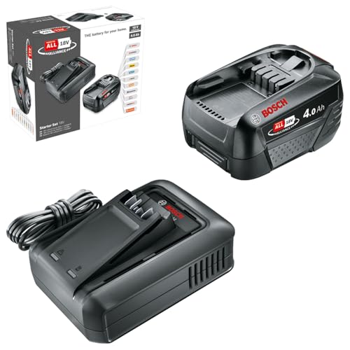 Bosch Akku und Schnellladegerät Starter Set 18V (1x 4,0Ah Li-Ionen-Akku; 1x Schnellladegerät; Power for All 18V Alliance)