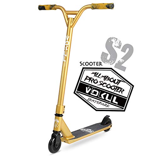 VOKUL TRII S2 Stunt Scooter - Freestyle Kickscooter mit Stabiler Leistung für Anfänger, Jungen und Mädchen ab 7 Jahren with 100mm PU Wheels (Gold)