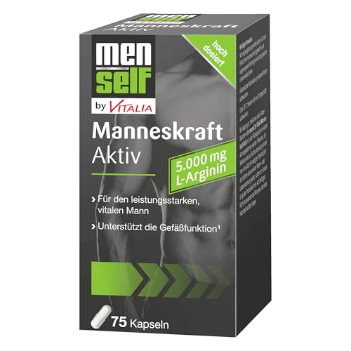 Menself Manneskraft Aktiv (75 Kapseln) - mit L‑Arginin + Vitamin C – 5000 mg L‑Arginin pro Tagesdosis- unterstützt Gefäßfunktion & Vitalität - Geeignet für Kraftsport