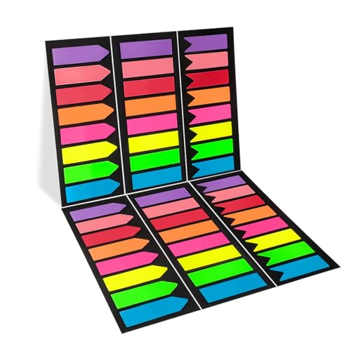 Xcdhemde Haftstreifen 1200 Stück, Haftnotizen, Sticky Notes Schreibbar, Seitenmarker Repositionierbar, Klebezettel, Haftmarker Plastik, Page Marker zum Lesen Markieren DIY [3 Designs, 8 Farben]