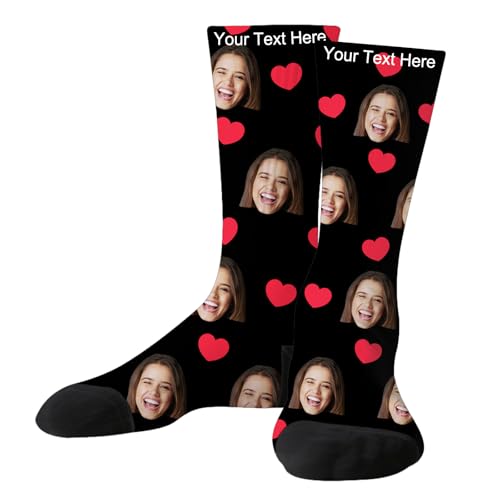 AAQ Foto Socken mit Gesicht personalisiert – Lustige Foto Socken für Männer & Frauen – Geschenkidee zu Weihnachten, Geburtstag und Valentinstag (A1)