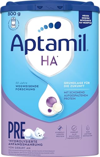 Aptamil HA PRE – Anfangsmilch von Geburt an, Mit DHA, Nur Laktose, Ohne Palmöl, Babynahrung, Milchpulver, 1x 800 g