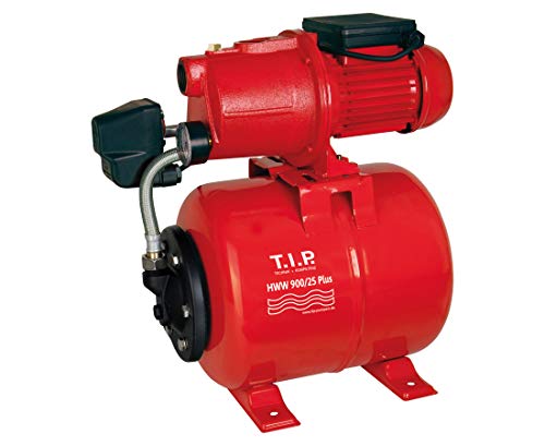 T.I.P. Hauswasserwerk Guss 2800 l/h Fördemenge 42 m Höhe 600 W 18 l Druckkessel Robuste und Laufruhige Pumpe für Bewässerung und Druckerhöhung, HWW 900/25, 31300