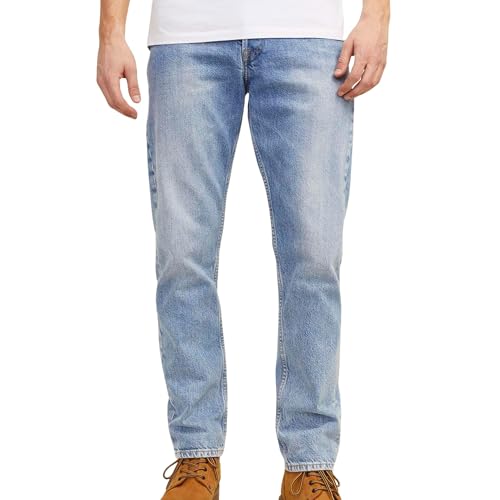 JACK & JONES Straight Leg Jeans Loose Fit Relaxed Denim Vintage Style mit Knopfleiste JJICHRIS JJORIGINAL, Farben:Blau,Größe Jeans:W34 L32,Z - Länge L30/32/34/36/38:L32