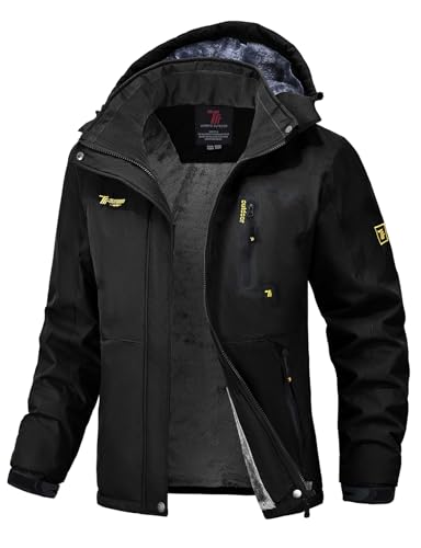 donhobo Damen Jacken Fleecejacke Winterjacke Wasserdicht Atmungsaktiv Verdickt Warm Winddicht Softshelljacke Outdoor Funktionsjacke (Schwarz, XXL)