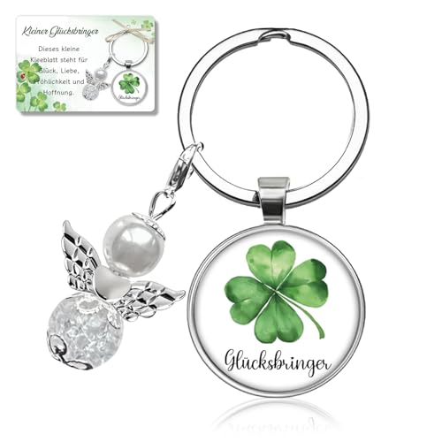 Kleeblatt Schlüsselbringer Glücksbringer, Viel Glück Geschenke zur Weihnachten,Silvester,Firmung,Schulanfang, Kleinigkeiten für Adventskalender Füllung, Kleine Geschenke für Freunde Kollegen Freundin