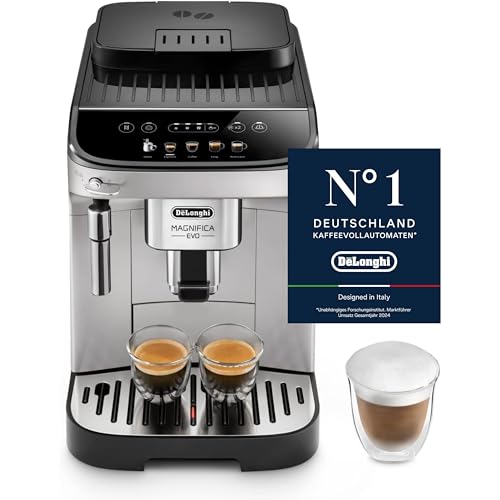 De'Longhi Magnifica Evo ECAM 292.33.SB Kaffeevollautomat mit Milchaufschäumdüse, 5 Direktwahltasten für Espresso,Kaffee und Kaffeespezialitäten, intuitives Bedienfeld,2-Tassen-Funktion,Silber/Schwarz