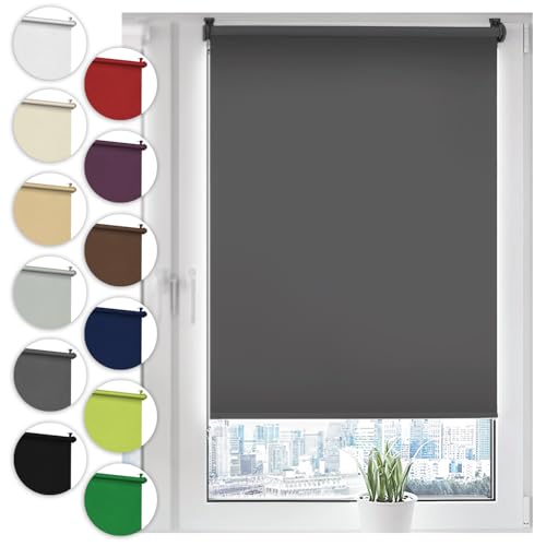 Verdunkelungsrollo Klemmfix ohne Bohren 85cm x 130cm Grau Verdunklungsrollo Fensterrollo Rollo Seitenzugrollo Klemmrollo für Fenster & Tür