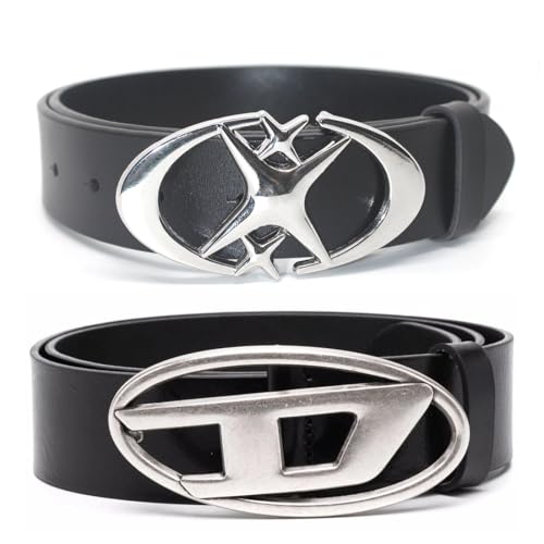 GXGM 2 Stück Y2K Gürtel Pu Lederbund, Vintage Gothic Punk D Und Star Schnallengürtel Für Männer Und Frauen Stilvoller Bund Für Jeans Und Hosen