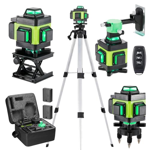 Weytoll Kreuzlinienlaser mit Stativ, 16 Line Laser Level IP54 Wasserwaage, 2400mAh Akku*2, mit Teleskopstativ für Verlegung Bodenfliesen, Installation Trennwänden Kreuzlinienlaser Grün kit