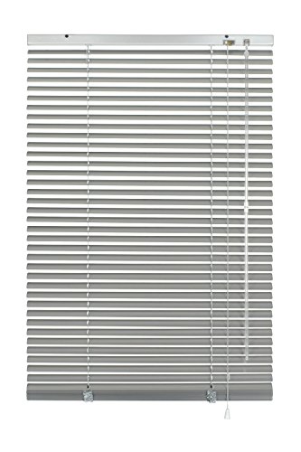 Deco Company Alu-Jalousie ohne Bohren, Zum Klemmen, Inkl. Klemmträgern, Sichtschutz, Lichtschutz, Blendschutz, Aluminium-Jalousie, Silber, 100 x 130 cm