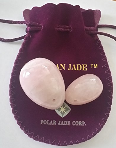 Polar Jade Yoni Eier 2 Teile Set Rosenquarz Eier, vor gebohrt, Hand gemacht, mittlere und kleine 2 Größen, mit Einer Schachtel Ungewachste Zahnseide, Bedienungsanleitung und Zertifikate