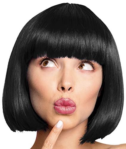 Balinco – Bob Perücke für Damen & Herren Schwarz – Kurzhaarperücke Pagenkopf, Cabaret & Charleston für Karneval, Fasching & Motto Party – Einheitsgröße Unisex aus Polyester - Inkl. Haarnetz