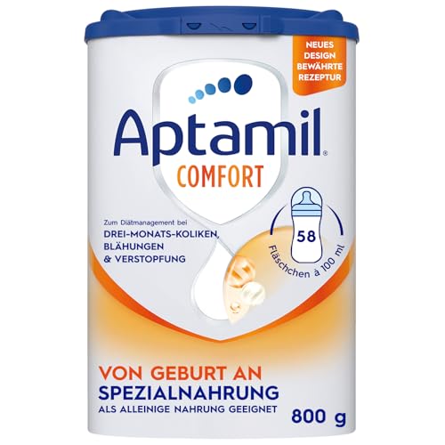 Aptamil Comfort – Spezialnahrung von Geburt an, Zum Diät Management, Bei Koliken, Blähungen & Verstopfungen, Palmöl, Milchpulver, 1x 800 g
