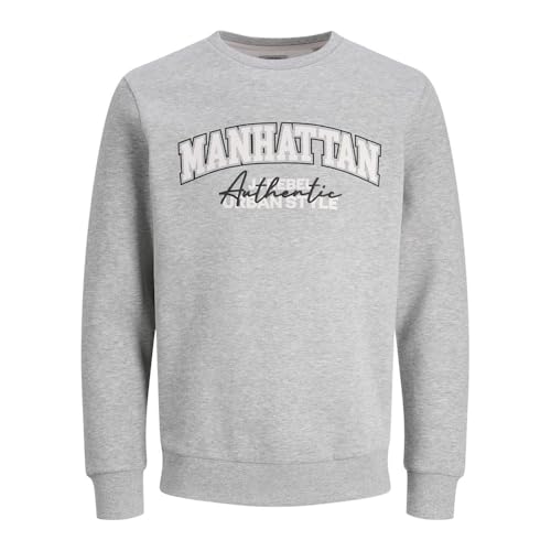 JJ Rebel Herren Jrebnewyork Crew Neck Sn Sweatshirt, Light Grey Melange, L EU