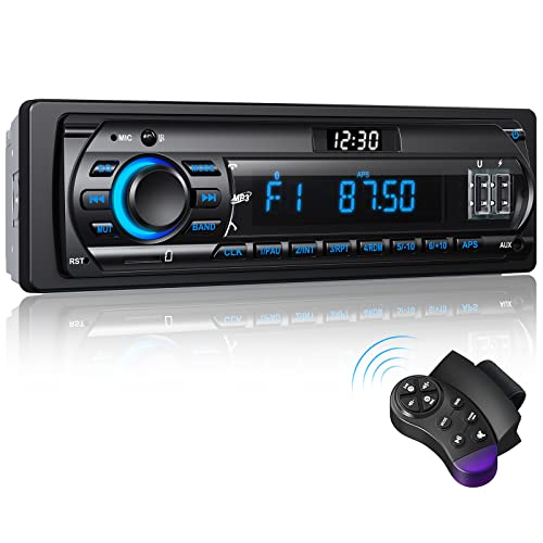RDS Autoradio Bluetooth für 9-24V, FM/AM 1Din Autoradio mit Bluetooth Freisprecheinrichtung, 7 Farben Auto Radio mit 2 USB/MP3 Player/AUX/SD/Unabhängige Uhr, 30 Sender Gespeichert Werden