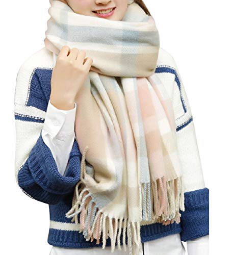 Tuopuda Damen Schal Kariert Pashmina XXL Stolen übergroßer Herbstschal Winterschal Karo Tartan Schultertuch Plaid Deckenschal Modeschal Weicher Warmer Oversized Fransen Poncho, O