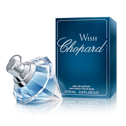 Chopard Wish 75 ml – Eau de Parfum für Frauen – Amber Gourmand Duft – Prickelnde Noten von Akazienblüte, Jasmin, Pachouli, und Lebendigem Tempel Weihrauch – Parfum Damen – Transparenter Glasflakon