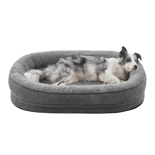 Pawk Orthopädisches Hundebett Mittelgroße Hunde, Vierseitiges Nackenrolle Kissen Hundebett Orthopädisch, Memory Foam Hundekorb Wasserdicht rutschfest, Hundebetten Abnehmbar und Waschbar