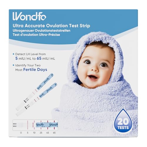 Wondfo Ovulationstest 20x LH 0-65mIU/ml Kontinuierliche Vorhersage der Ovulationstage Fruchtbarkeitsteststreifen Quantitative Ovulationstests für Frauen zu Hause Pinpoint 2 Peak Fruchtbarkeit Tage