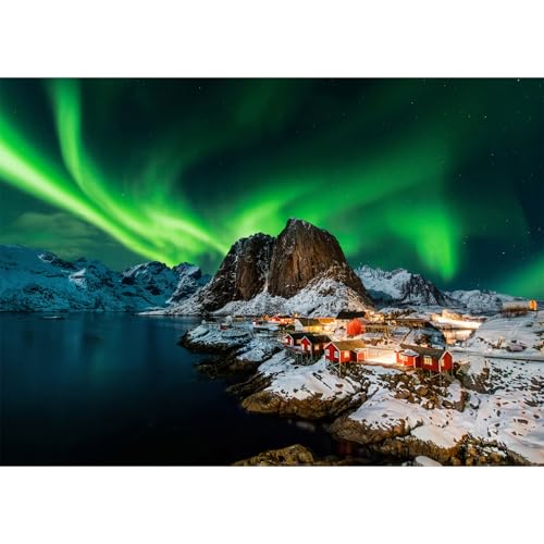 Puzzle 1000 Teile,Klassische Puzzles, Impossible Geschicklichkeitsspiel für die Ganze Familie, Farbenfrohes Legespiel - Norwegen Aurora Borealis, Home Dekoration