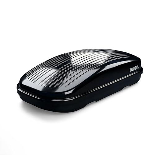 Owen Dachbox Auto 320L | 75kg Zuladung | Premium Hartschale Schwarz Glänzend | Aerodynamische Gepäckbox mit Schnellspanner (Fast Clamp) & Beidseitiger Öffnung | Robustes Material | Abschließbar