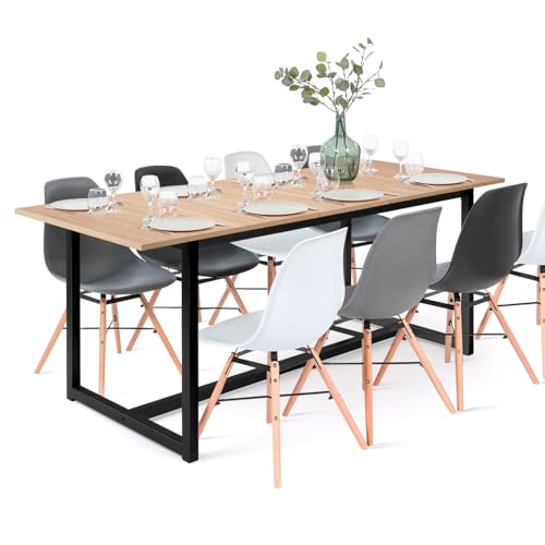 IDMarket Detroit Esstisch, ausziehbar, rechteckig, 6-10 Personen, Industriedesign, 160-200 cm